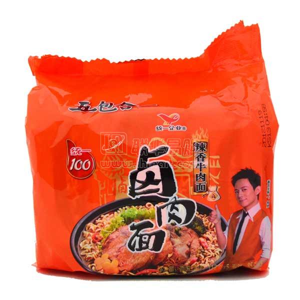 统一100卤肉辣香牛肉面(5连包)112g*5